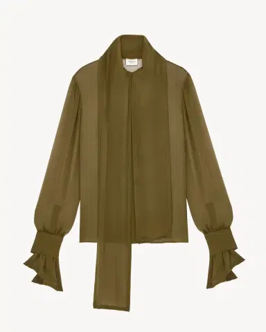 Yves Saint Laurent lavallière blouse in silk crepe muslin | Thumbnail 2 Yves Saint Laurent lavallière blouse in silk crepe muslin | Thumbnail 2