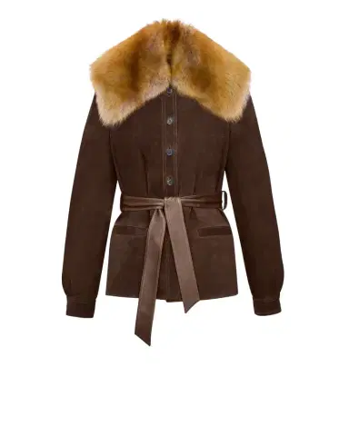 Yves Saint Laurent belted jacket in suede and shearling | Thumbnail 1 Yves Saint Laurent belted jacket in suede and shearling | Thumbnail 1