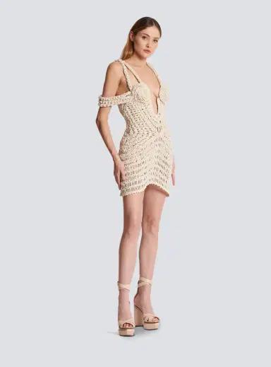 Balmain Short openwork macramé dress | Thumbnail 3 Balmain Short openwork macramé dress | Thumbnail 3