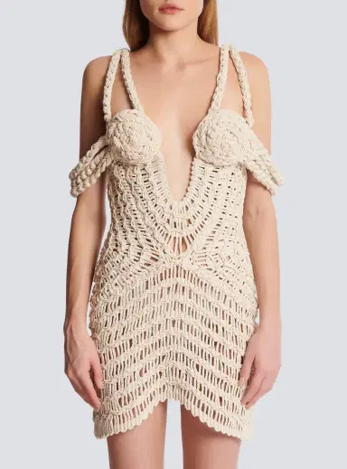 Balmain Short openwork macramé dress | Thumbnail 8 Balmain Short openwork macramé dress | Thumbnail 8