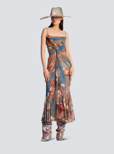 Balmain Sky printed draped tulle maxi dress | Thumbnail 2 Balmain Sky printed draped tulle maxi dress | Thumbnail 2