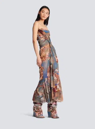 Balmain Sky printed draped tulle maxi dress | Thumbnail 3 Balmain Sky printed draped tulle maxi dress | Thumbnail 3