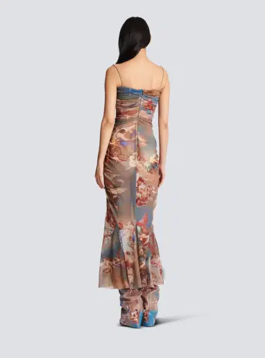 Balmain Sky printed draped tulle maxi dress | Thumbnail 4 Balmain Sky printed draped tulle maxi dress | Thumbnail 4