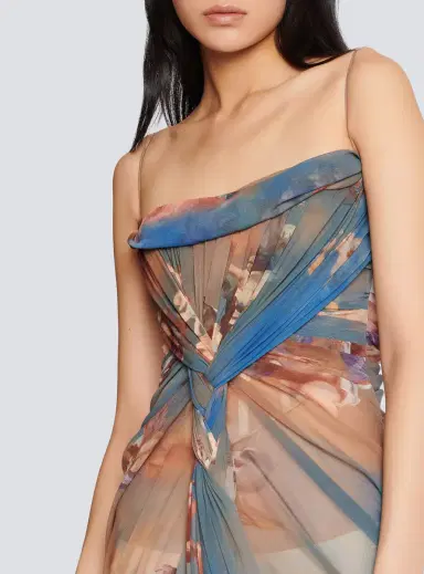 Balmain Sky printed draped tulle maxi dress | Thumbnail 5 Balmain Sky printed draped tulle maxi dress | Thumbnail 5