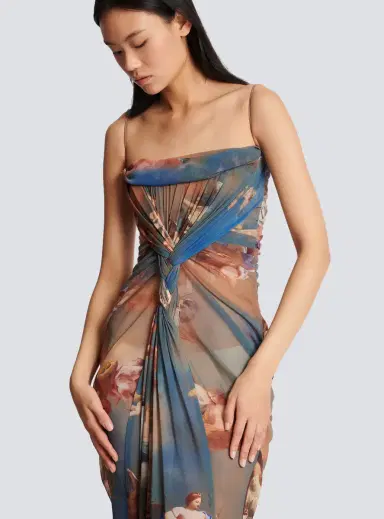 Balmain Sky printed draped tulle maxi dress | Thumbnail 6 Balmain Sky printed draped tulle maxi dress | Thumbnail 6