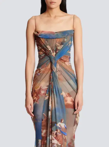 Balmain Sky printed draped tulle maxi dress | Thumbnail 7 Balmain Sky printed draped tulle maxi dress | Thumbnail 7