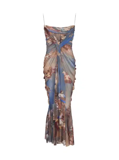Balmain Sky printed draped tulle maxi dress | Thumbnail 1 Balmain Sky printed draped tulle maxi dress | Thumbnail 1