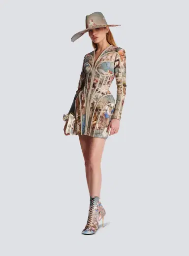 Balmain Sky printed linen cage dress | Thumbnail 2 Balmain Sky printed linen cage dress | Thumbnail 2