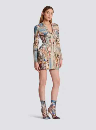 Balmain Sky printed linen cage dress | Thumbnail 3 Balmain Sky printed linen cage dress | Thumbnail 3