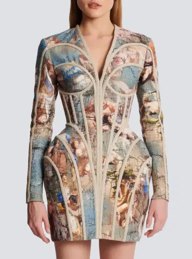 Balmain Sky printed linen cage dress | Thumbnail 7 Balmain Sky printed linen cage dress | Thumbnail 7