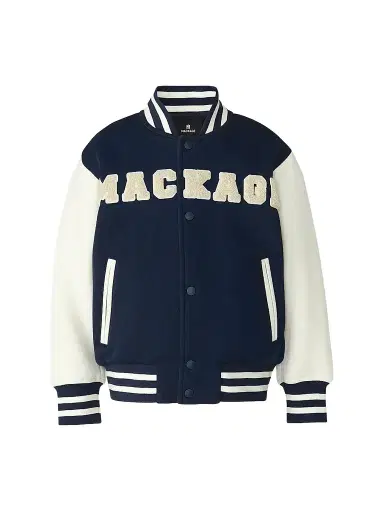 Mackage Little Boy's Nels Chenille Logo Varsity Jacket - Marine Blue - Size 4 | Thumbnail 1 Mackage Little Boy's Nels Chenille Logo Varsity Jacket - Marine Blue - Size 4 | Thumbnail 1