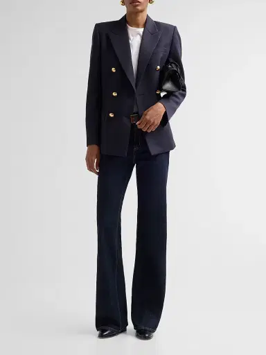 Nili Lotan Women's Bruni Wool Double-Breasted Blazer - Midnight | Thumbnail 2 Nili Lotan Women's Bruni Wool Double-Breasted Blazer - Midnight | Thumbnail 2