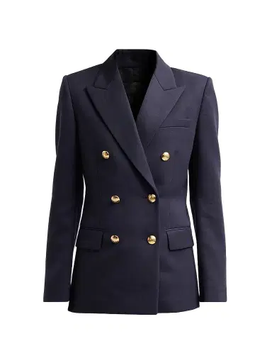 Nili Lotan Women's Bruni Wool Double-Breasted Blazer - Midnight | Thumbnail 1 Nili Lotan Women's Bruni Wool Double-Breasted Blazer - Midnight | Thumbnail 1