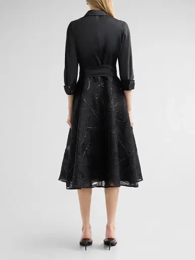 Teri Jon by Rickie Freeman Women's Taffeta Cocktail Midi Shirtdress - Black - Size 18 | Thumbnail 3 Teri Jon by Rickie Freeman Women's Taffeta Cocktail Midi Shirtdress - Black - Size 18 | Thumbnail 3