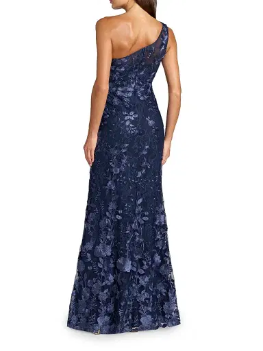 Mac Duggal Women's Petite Floral-Embroidered One-Shoulder Gown | Thumbnail 2 Mac Duggal Women's Petite Floral-Embroidered One-Shoulder Gown | Thumbnail 2