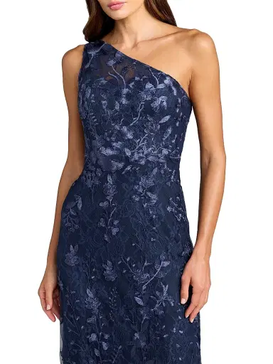 Mac Duggal Women's Petite Floral-Embroidered One-Shoulder Gown | Thumbnail 3 Mac Duggal Women's Petite Floral-Embroidered One-Shoulder Gown | Thumbnail 3