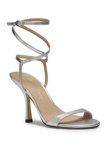 Stuart Weitzman Women's Nudist Wrap 0MM Leather Sandals - Silver | Thumbnail 2 Stuart Weitzman Women's Nudist Wrap 0MM Leather Sandals - Silver | Thumbnail 2