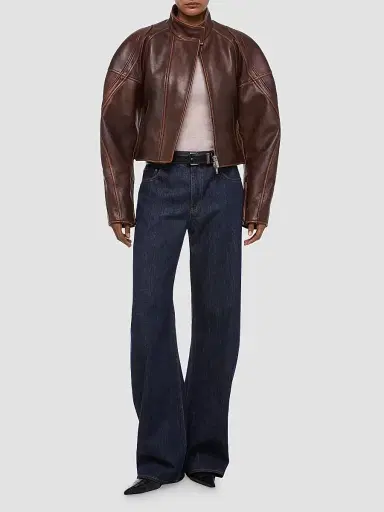 Helmut Lang Women's Leather Saddle Jacket - Saddle | Thumbnail 2 Helmut Lang Women's Leather Saddle Jacket - Saddle | Thumbnail 2