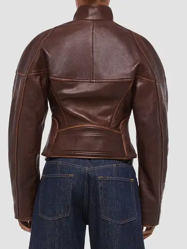 Helmut Lang Women's Leather Saddle Jacket - Saddle | Thumbnail 3 Helmut Lang Women's Leather Saddle Jacket - Saddle | Thumbnail 3