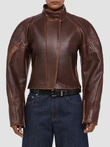 Helmut Lang Women's Leather Saddle Jacket - Saddle | Thumbnail 4 Helmut Lang Women's Leather Saddle Jacket - Saddle | Thumbnail 4