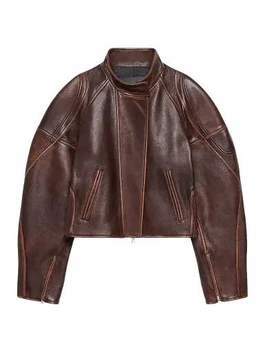 Helmut Lang Women's Leather Saddle Jacket - Saddle | Thumbnail 1 Helmut Lang Women's Leather Saddle Jacket - Saddle | Thumbnail 1