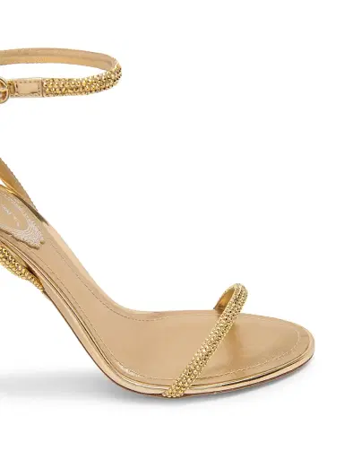 Rene Caovilla Women's 105MM Crystal-Embellished Satin & Leather Sandals - Golden Satin Calf Aurum Strass | Thumbnail 5 Rene Caovilla Women's 105MM Crystal-Embellished Satin & Leather Sandals - Golden Satin Calf Aurum Strass | Thumbnail 5