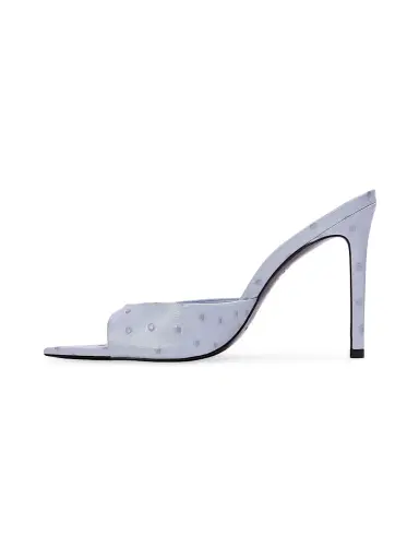 Black Suede Studio Women's Brea 100MM Ostrich Mules - Sky Ostrich Leather | Thumbnail 4 Black Suede Studio Women's Brea 100MM Ostrich Mules - Sky Ostrich Leather | Thumbnail 4