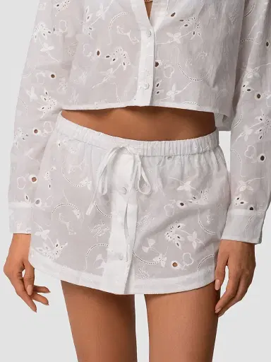Kiki de Montparnasse Women's Simone Cotton Eyelet Mini Skirt - | Thumbnail 2 Kiki de Montparnasse Women's Simone Cotton Eyelet Mini Skirt - | Thumbnail 2