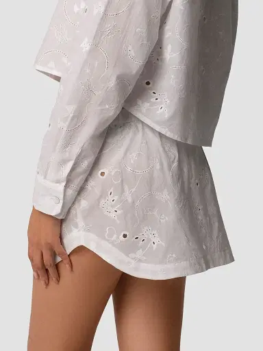 Kiki de Montparnasse Women's Simone Cotton Eyelet Mini Skirt - | Thumbnail 3 Kiki de Montparnasse Women's Simone Cotton Eyelet Mini Skirt - | Thumbnail 3