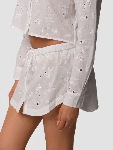 Kiki de Montparnasse Women's Simone Cotton Eyelet Mini Skirt - | Thumbnail 4 Kiki de Montparnasse Women's Simone Cotton Eyelet Mini Skirt - | Thumbnail 4