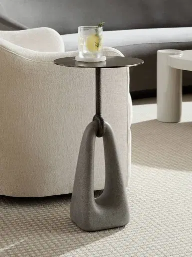 Arteriors Miles Ricestone & Bronze-Plated Iron Accent Table - Grey | Thumbnail 3 Arteriors Miles Ricestone & Bronze-Plated Iron Accent Table - Grey | Thumbnail 3