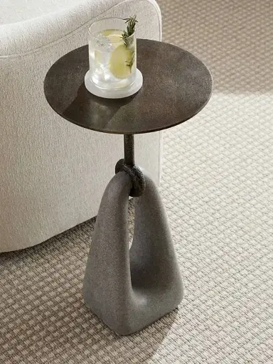 Arteriors Miles Ricestone & Bronze-Plated Iron Accent Table - Grey | Thumbnail 4 Arteriors Miles Ricestone & Bronze-Plated Iron Accent Table - Grey | Thumbnail 4