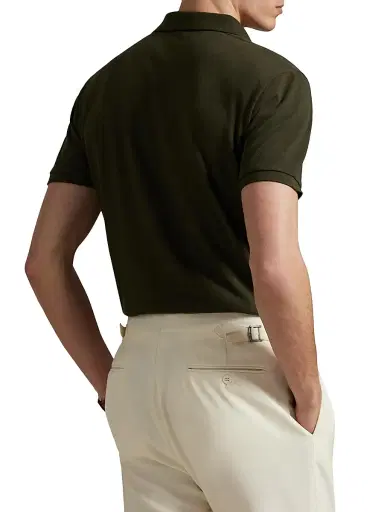 Polo Ralph Lauren Men's Cotton Mesh Polo Shirt - Company Olive | Thumbnail 4 Polo Ralph Lauren Men's Cotton Mesh Polo Shirt - Company Olive | Thumbnail 4