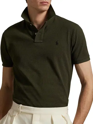 Polo Ralph Lauren Men's Cotton Mesh Polo Shirt - Company Olive | Thumbnail 5 Polo Ralph Lauren Men's Cotton Mesh Polo Shirt - Company Olive | Thumbnail 5