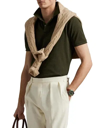 Polo Ralph Lauren Men's Cotton Mesh Polo Shirt - Company Olive | Thumbnail 6 Polo Ralph Lauren Men's Cotton Mesh Polo Shirt - Company Olive | Thumbnail 6