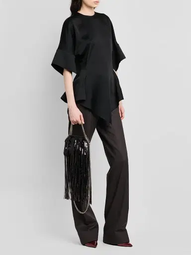 Stella McCartney Women's Ruffled Satin Top - Black | Thumbnail 2 Stella McCartney Women's Ruffled Satin Top - Black | Thumbnail 2