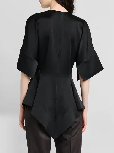 Stella McCartney Women's Ruffled Satin Top - Black | Thumbnail 3 Stella McCartney Women's Ruffled Satin Top - Black | Thumbnail 3
