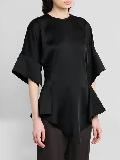 Stella McCartney Women's Ruffled Satin Top - Black | Thumbnail 4 Stella McCartney Women's Ruffled Satin Top - Black | Thumbnail 4