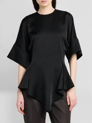 Stella McCartney Women's Ruffled Satin Top - Black | Thumbnail 5 Stella McCartney Women's Ruffled Satin Top - Black | Thumbnail 5
