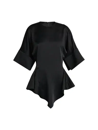 Stella McCartney Women's Ruffled Satin Top - Black | Thumbnail 1 Stella McCartney Women's Ruffled Satin Top - Black | Thumbnail 1