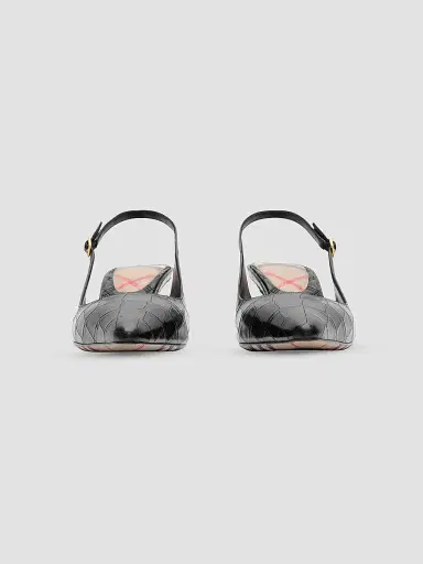 Burberry Women's Dame Crocodile-Embossed Leather Slingback Pumps - Black | Thumbnail 3 Burberry Women's Dame Crocodile-Embossed Leather Slingback Pumps - Black | Thumbnail 3