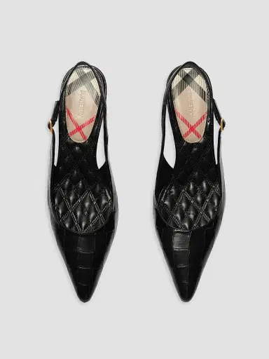 Burberry Women's Dame Crocodile-Embossed Leather Slingback Pumps - Black | Thumbnail 4 Burberry Women's Dame Crocodile-Embossed Leather Slingback Pumps - Black | Thumbnail 4