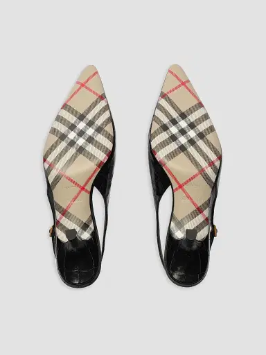 Burberry Women's Dame Crocodile-Embossed Leather Slingback Pumps - Black | Thumbnail 5 Burberry Women's Dame Crocodile-Embossed Leather Slingback Pumps - Black | Thumbnail 5
