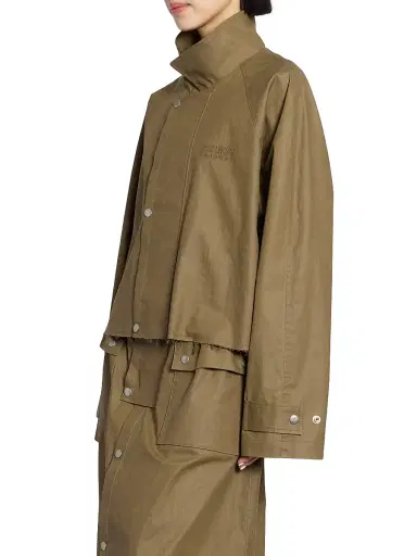 MM6 MAISON MARGIELA Women's Cotton-Blend Short Trench Coat - Khaki - Size 8 | Thumbnail 4 MM6 MAISON MARGIELA Women's Cotton-Blend Short Trench Coat - Khaki - Size 8 | Thumbnail 4