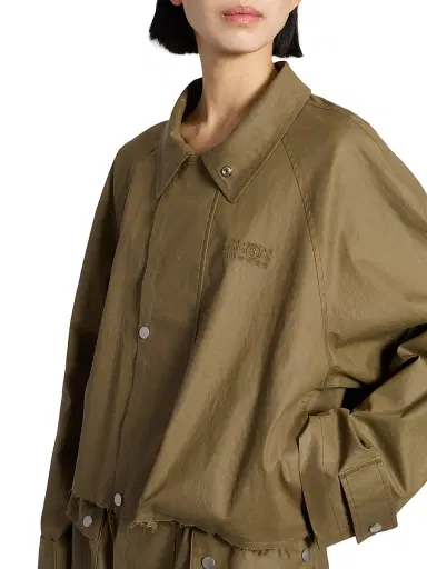 MM6 MAISON MARGIELA Women's Cotton-Blend Short Trench Coat - Khaki - Size 8 | Thumbnail 6 MM6 MAISON MARGIELA Women's Cotton-Blend Short Trench Coat - Khaki - Size 8 | Thumbnail 6