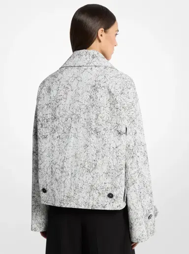 Michael Kors Collection Crackled Denim Cropped Balmacaan | Thumbnail 3 Michael Kors Collection Crackled Denim Cropped Balmacaan | Thumbnail 3