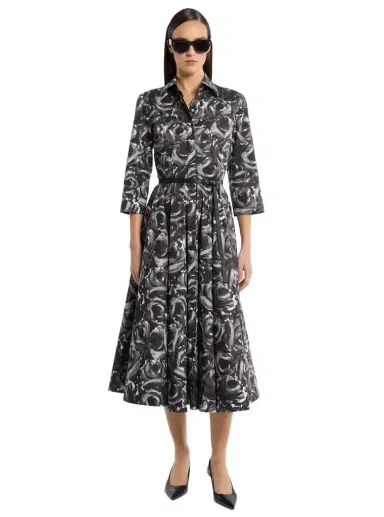 Michael Kors Collection Floral Cotton Poplin Belted Quarter-Sleeve Shirtdress | Thumbnail 1 Michael Kors Collection Floral Cotton Poplin Belted Quarter-Sleeve Shirtdress | Thumbnail 1