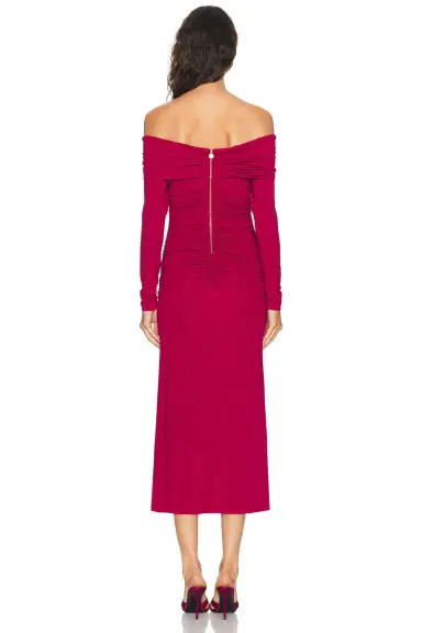 Carolina Herrera Long Sleeve Off The Shoulder Midi Dress | Thumbnail 3 Carolina Herrera Long Sleeve Off The Shoulder Midi Dress | Thumbnail 3
