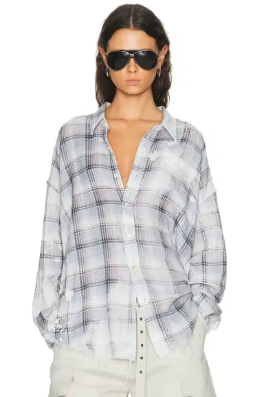 R13 Shredded Seam Drop Neck Shirt | Thumbnail 1 R13 Shredded Seam Drop Neck Shirt | Thumbnail 1