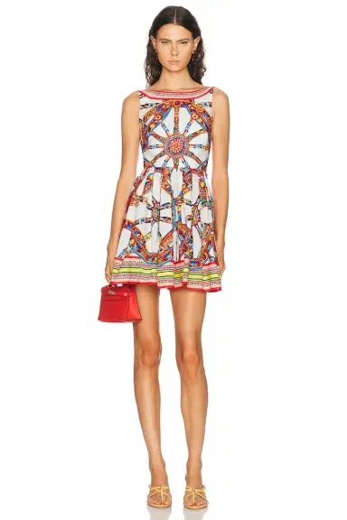 Dolce & Gabbana Heavy Poplin Carretto Print Mini Dress | Thumbnail 2 Dolce & Gabbana Heavy Poplin Carretto Print Mini Dress | Thumbnail 2